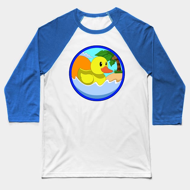 Duck on Beach with Palm trees Baseball T-Shirt by Markus Schnabel